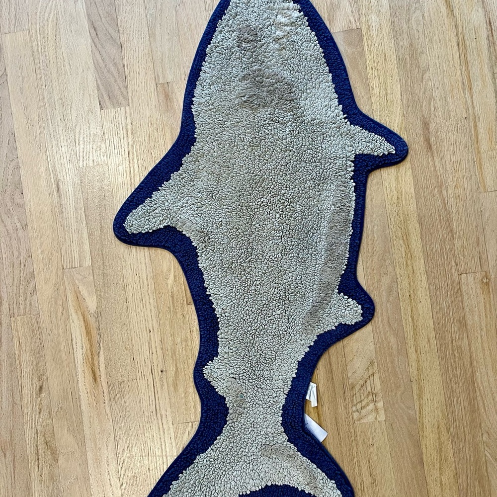 Pottery Barn Kids Shark-Shaped Rug - Gray and Blue